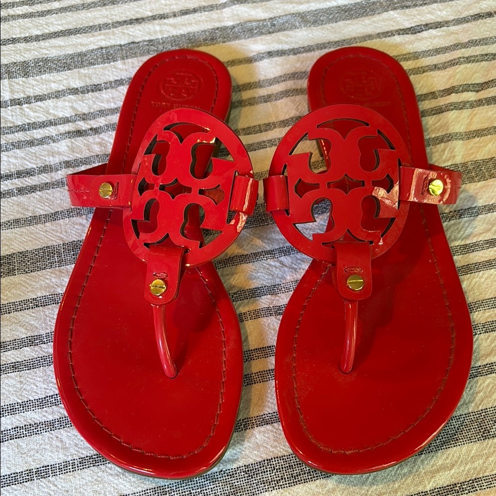 Tory Burch Vibrant Red Thong Sandals